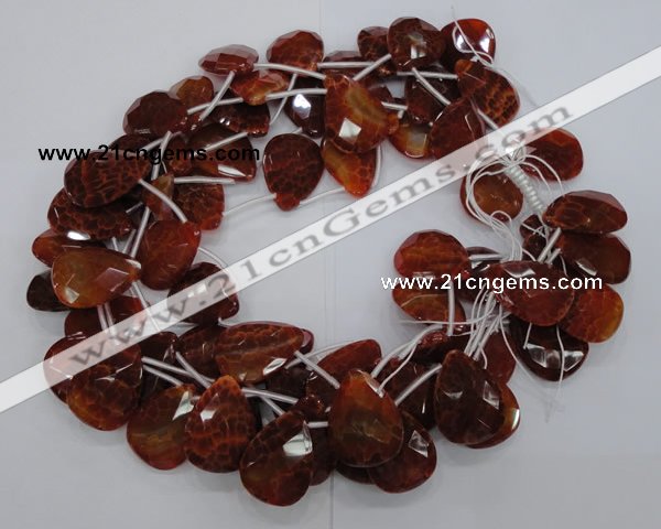 CAG679 15.5 inches 15*20mm faceted teardrop natural fire agate beads