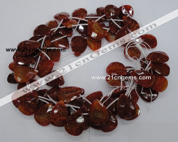 CAG680 15.5 inches 22*30mm faceted teardrop natural fire agate beads