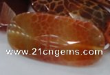 CAG681 15.5 inches 25*50mm faceted freeform natural fire agate beads