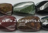 CAG6814 15.5 inches 16*22mm faceted & twisted rectangle Indian agate beads