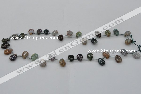 CAG6838 Top drilled 8*12mm flat teardrop Indian agate beads