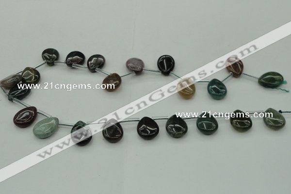 CAG6839 Top drilled 10*14mm flat teardrop Indian agate beads