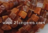 CAG686 15.5 inches 6*6mm cube natural fire agate beads wholesale