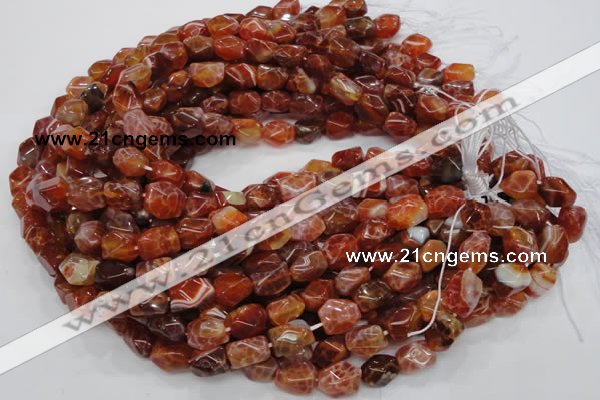 CAG687 15.5 inches 10*14mm nugget natural fire agate beads wholesale