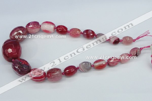 CAG6883 12*14mm - 25*30mm faceted drum dragon veins agate beads