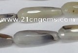 CAG6890 15.5 inches 10*30mm faceted teardrop line agate beads