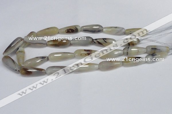 CAG6890 15.5 inches 10*30mm faceted teardrop line agate beads