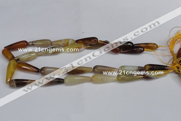 CAG6891 15.5 inches 10*30mm faceted teardrop line agate beads