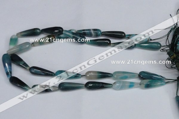 CAG6894 15.5 inches 10*30mm faceted teardrop line agate beads