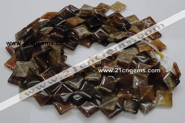 CAG691 15.5 inches 20*20mm rhombic dragon veins agate beads