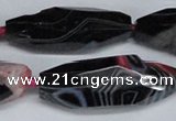 CAG6911 15.5 inches 13*40mm - 15*45mm faceted rice line agate beads