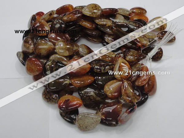 CAG695 15.5 inches 25*32mm flat teardrop dragon veins agate beads