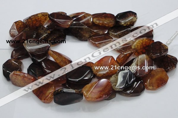 CAG696 15.5 inches 22*32mm twisted freeform dragon veins agate beads