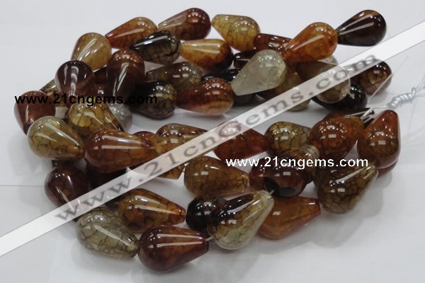 CAG698 15.5 inches 20*30mm teardrop dragon veins agate beads