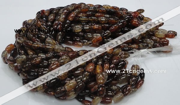 CAG699 15.5 inches 10*14mm rice dragon veins agate beads wholesale