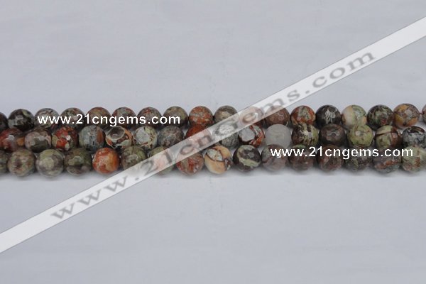 CAG7012 15.5 inches 8mm faceted round ocean agate gemstone beads