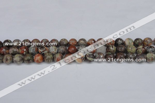 CAG7013 15.5 inches 10mm faceted round ocean agate gemstone beads
