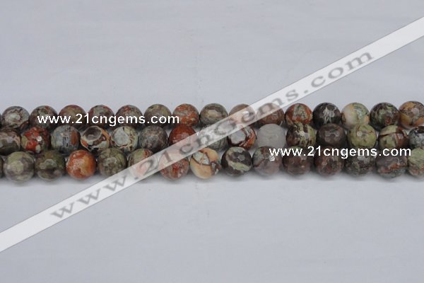 CAG7014 15.5 inches 12mm faceted round ocean agate gemstone beads