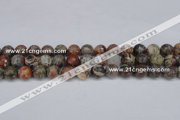 CAG7015 15.5 inches 14mm faceted round ocean agate gemstone beads