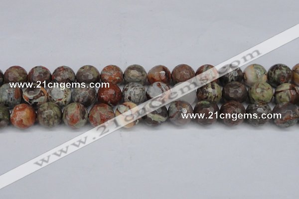 CAG7016 15.5 inches 16mm faceted round ocean agate gemstone beads