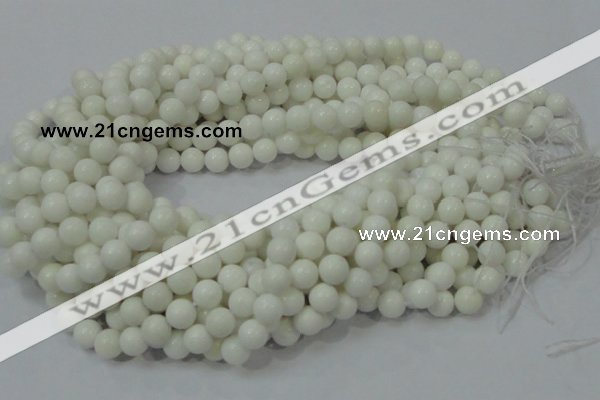 CAG706 15.5 inches 8mm round white agate gemstone beads wholesale