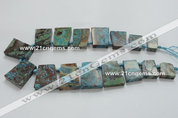 CAG7070 Top drilled 15*20mm - 25*30mm trapezoid ocean agate beads