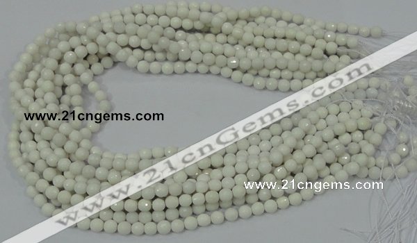 CAG710 15.5 inches 6mm faceted round white agate gemstone beads