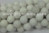 CAG711 15.5 inches 8mm faceted round white agate gemstone beads