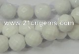 CAG712 15.5 inches 10mm faceted round white agate gemstone beads