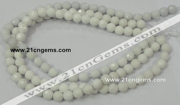 CAG712 15.5 inches 10mm faceted round white agate gemstone beads