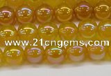 CAG7121 15.5 inches 6mm round AB-color yellow agate gemstone beads