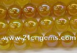 CAG7122 15.5 inches 8mm round AB-color yellow agate gemstone beads