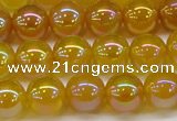 CAG7123 15.5 inches 10mm round AB-color yellow agate gemstone beads