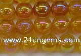 CAG7124 15.5 inches 12mm round AB-color yellow agate gemstone beads