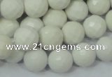 CAG713 15.5 inches 12mm faceted round white agate gemstone beads