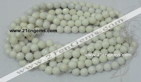 CAG713 15.5 inches 12mm faceted round white agate gemstone beads