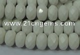 CAG715 15.5 inches 6*10mm faceted rondelle white agate gemstone beads