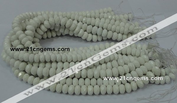 CAG715 15.5 inches 6*10mm faceted rondelle white agate gemstone beads