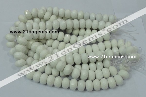 CAG716 15.5 inches 12*18mm faceted rondelle white agate gemstone beads