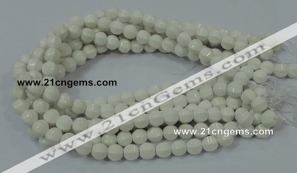 CAG717 15.5 inches 10mm pumpkin shape white agate gemstone beads