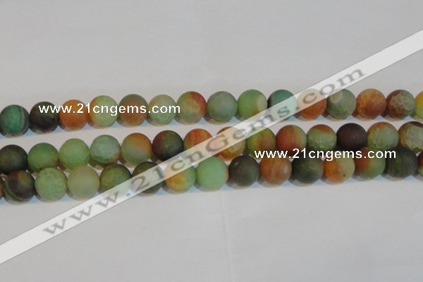 CAG7171 15.5 inches 14mm round matte rainbow agate gemstone beads