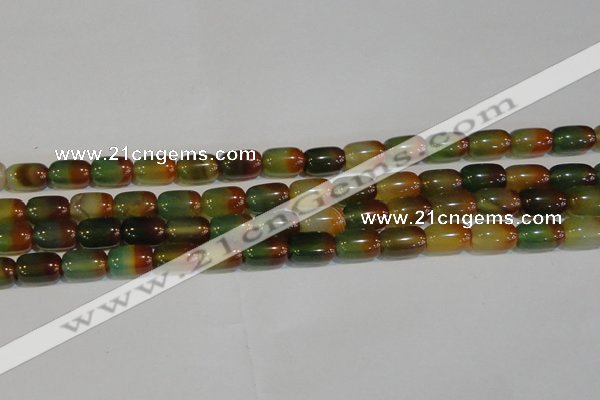 CAG7176 15.5 inches 10*14mm drum rainbow agate gemstone beads