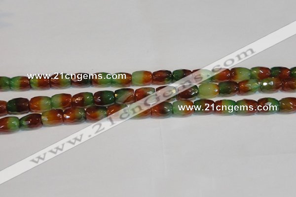 CAG7178 15.5 inches 8*12mm faceted drum rainbow agate gemstone beads