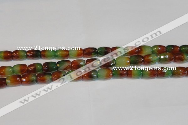 CAG7179 15.5 inches 10*14mm faceted drum rainbow agate gemstone beads