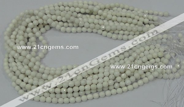 CAG7185 15.5 inches 3mm faceted round white agate gemstone beads