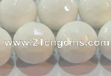 CAG7187 15.5 inches 18mm faceted round white agate gemstone beads