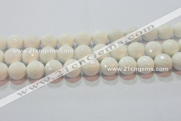 CAG7187 15.5 inches 18mm faceted round white agate gemstone beads