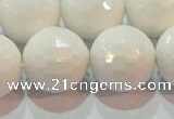 CAG7188 15.5 inches 20mm faceted round white agate gemstone beads