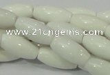 CAG719 15.5 inches 10*20mm rice white agate gemstone beads wholesale