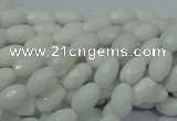 CAG720 15.5 inches 6*8mm faceted rice white agate gemstone beads